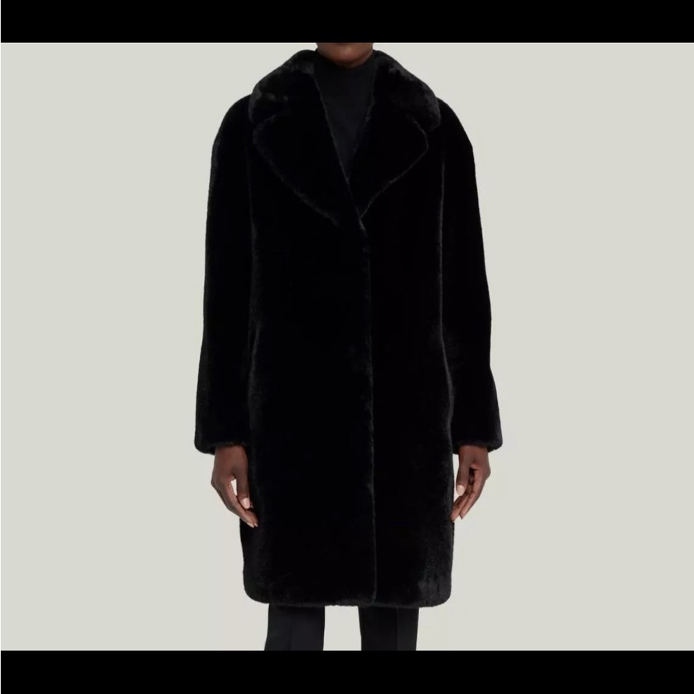 Stand studio faux fur coat black new